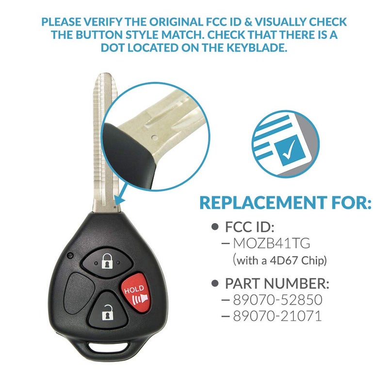 Keyless2Go Replacement for Keyless Entry Car Key Vehicles That Use MOZB41TG with 4D67 Chip - Image 4